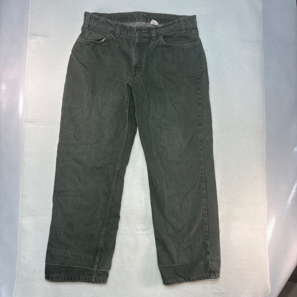 Vintage Levis 562 Loose Fit Husky Orange Tab Green‎ Grey Jeans Made in USA 36x29